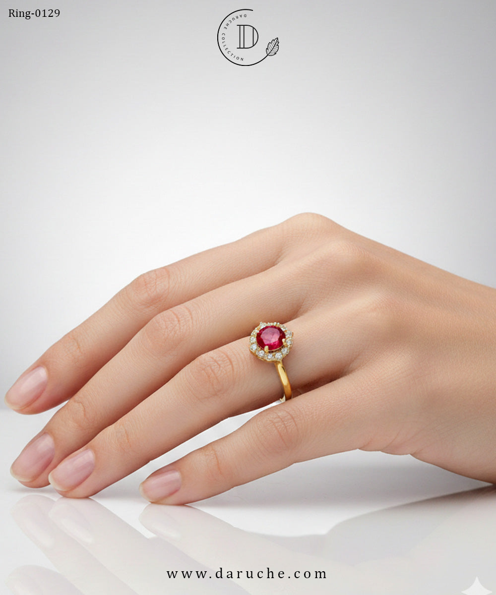 Ruby Flower Zircon Adjustable Ring