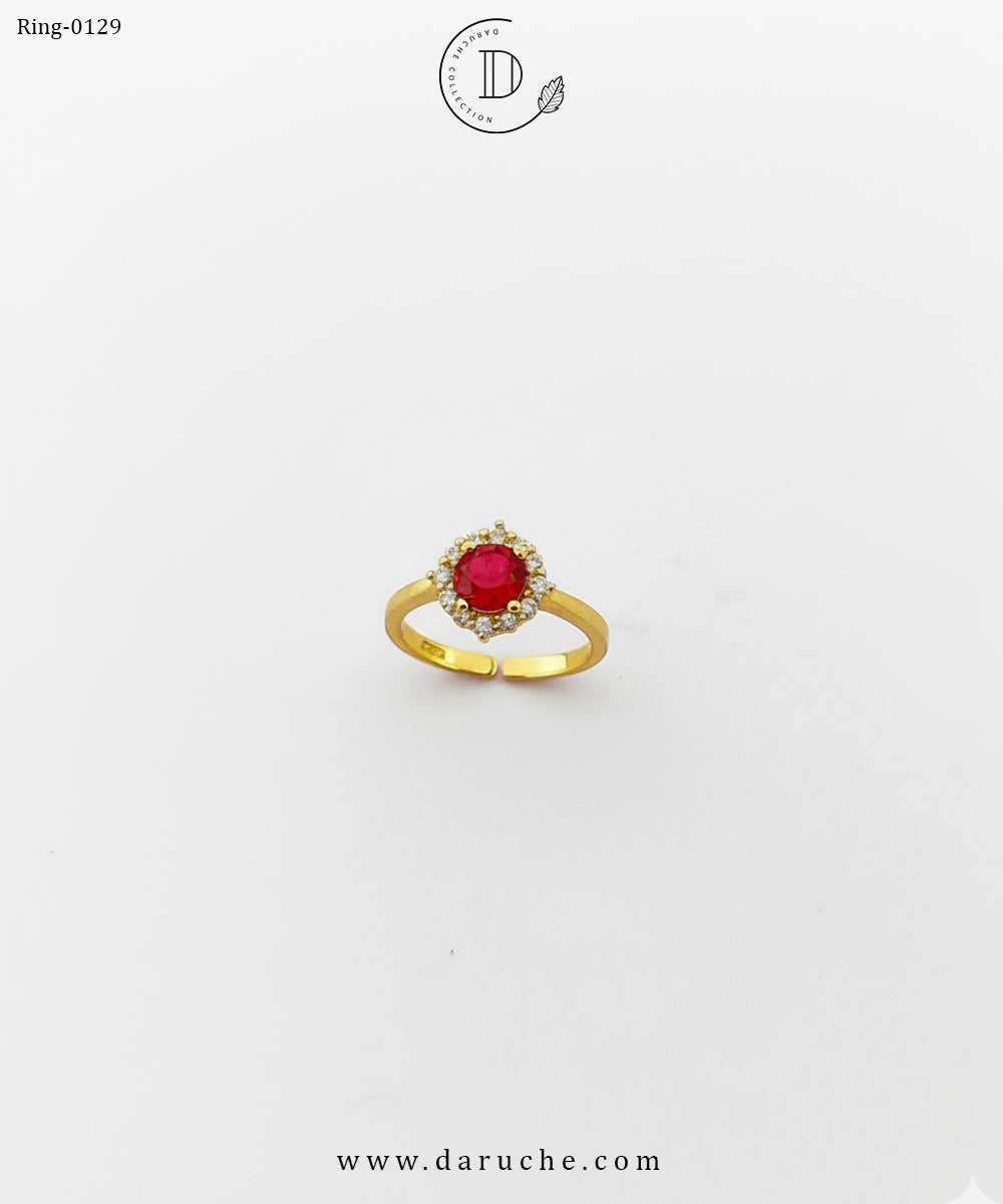 Ruby Flower Zircon Adjustable Ring