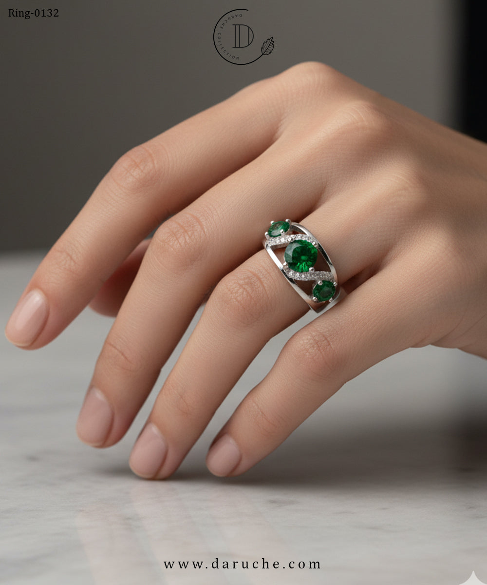 Emerald Elegance Adjustable Ring