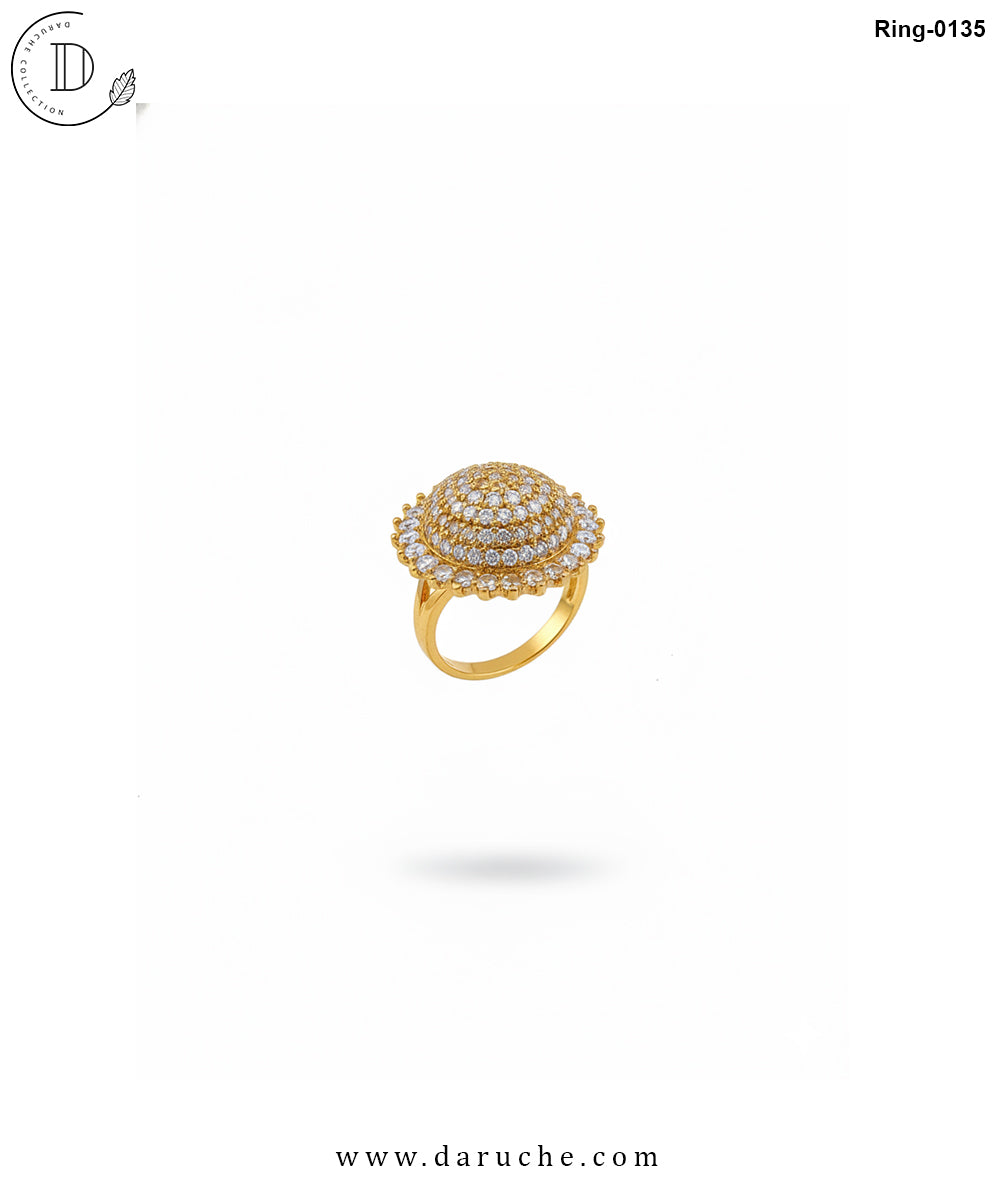 Crown Golden Zircon Stone Ring