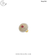 Crown Golden & Ruby Zircon Stone Ring