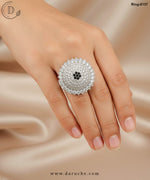 Crown Silver & Black Zircon Stone Ring