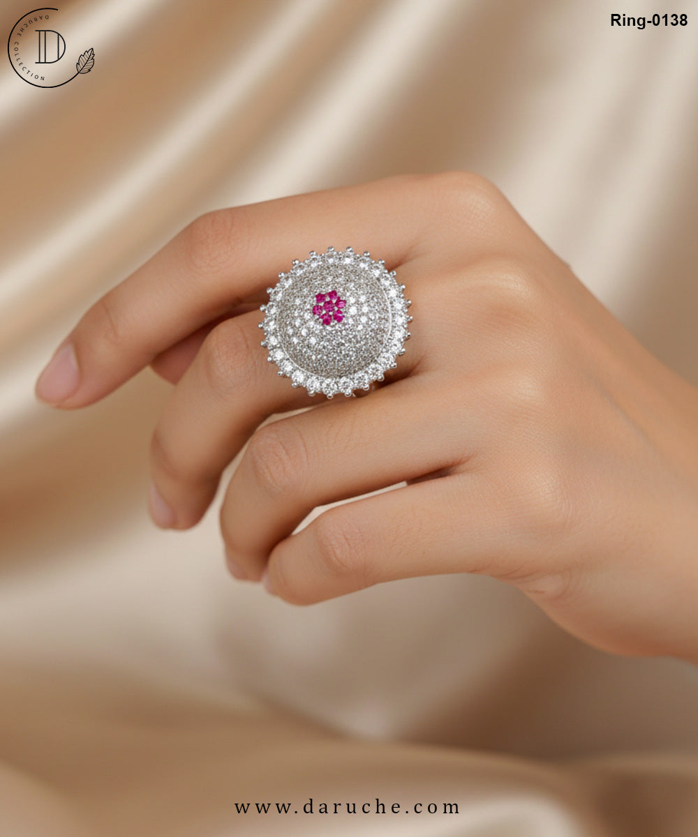 Crown Silver Chetum Zircon Stone Ring