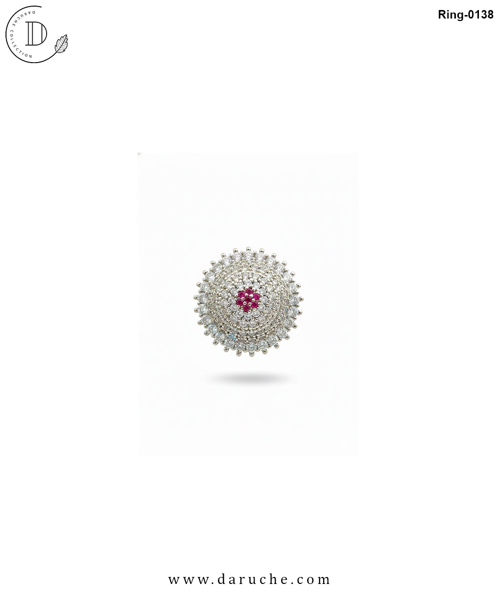 Crown Silver Chetum Zircon Stone Ring