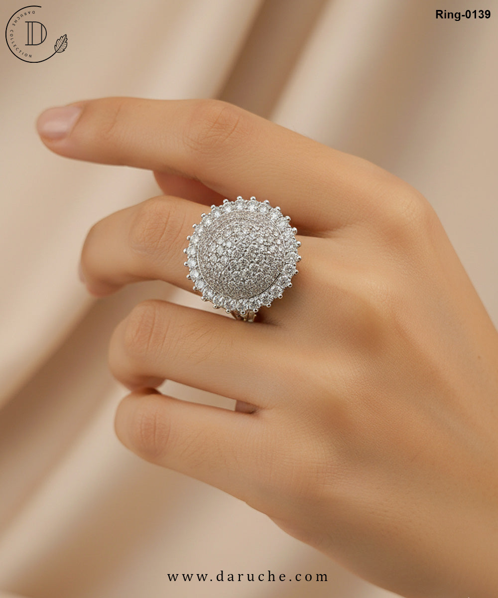Crown Silver Zircon Stone Ring