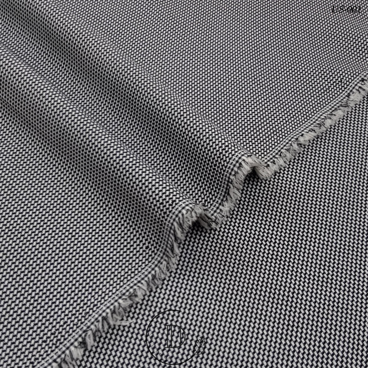 Classic Black & White Handstooth Self Texture Kurta Fabric