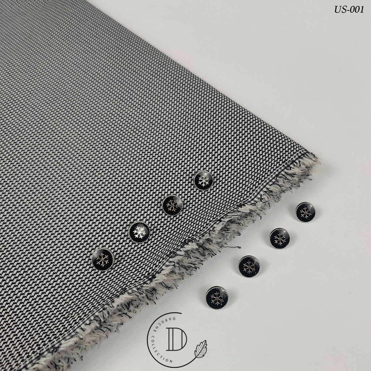 Classic Black & White Handstooth Self Texture Kurta Fabric