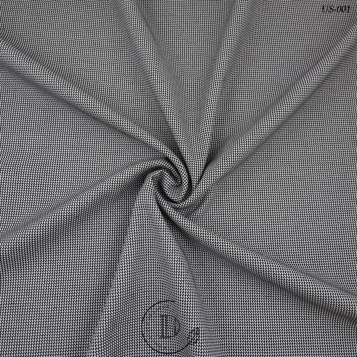 Classic Black & White Handstooth Self Texture Kurta Fabric