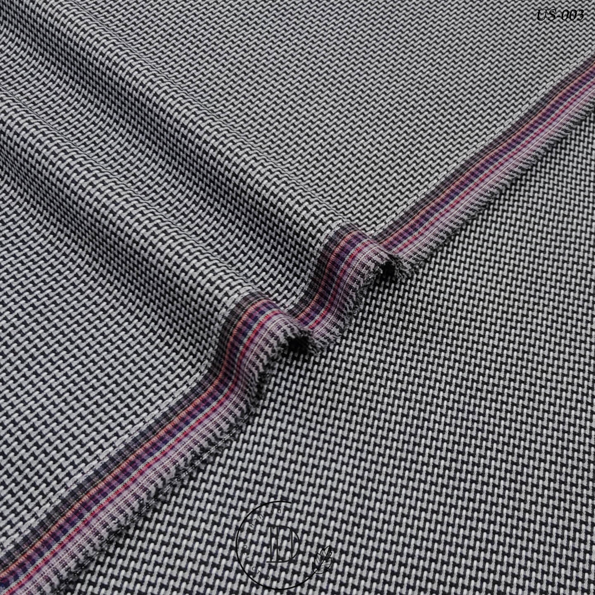 Premium Black & White Zig Zag Jacquard Texture Kameez Shalwar Fabric