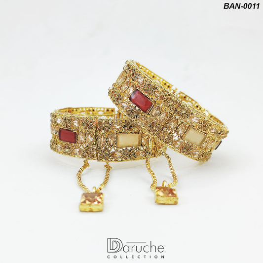 Gold Plated Gemstones Openable Bangles
