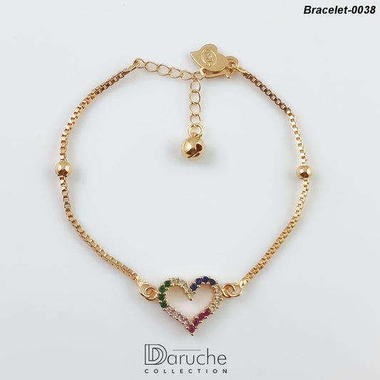 Gold Plated Multi Zircon Stones Adjustable Bracelet