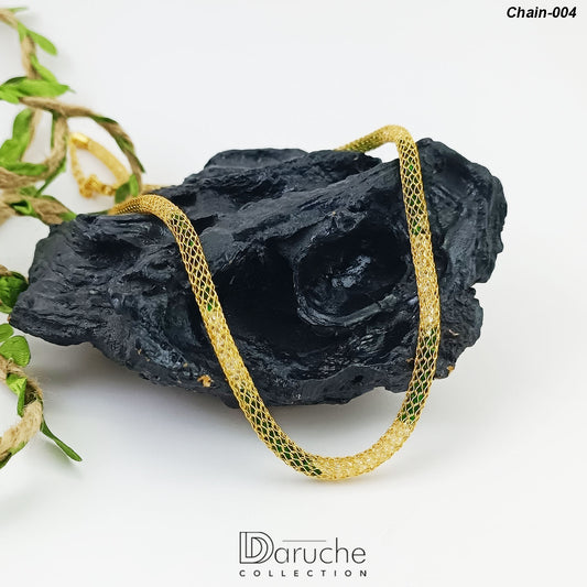 Gold Plated Green & Golden Crystal Chain