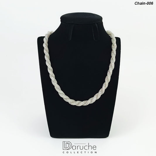 Silver Plated Silver Crystal Curl Chain