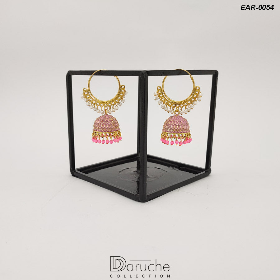 Gold Plated Indian Pink Earrings
