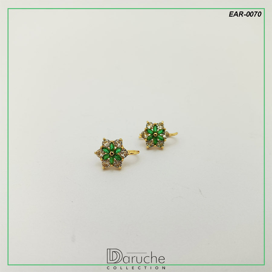 Gold Plated Green Zircon Stone Earrings