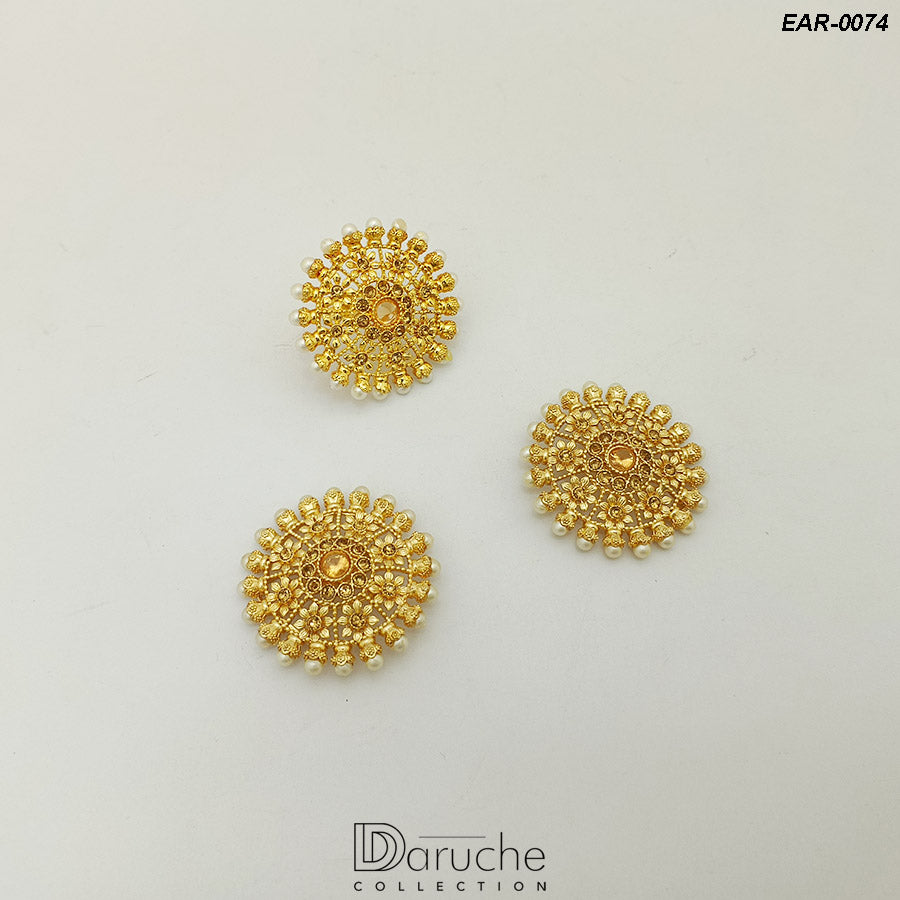 Gold Plated Pearl & Zircon Earrings & Ring