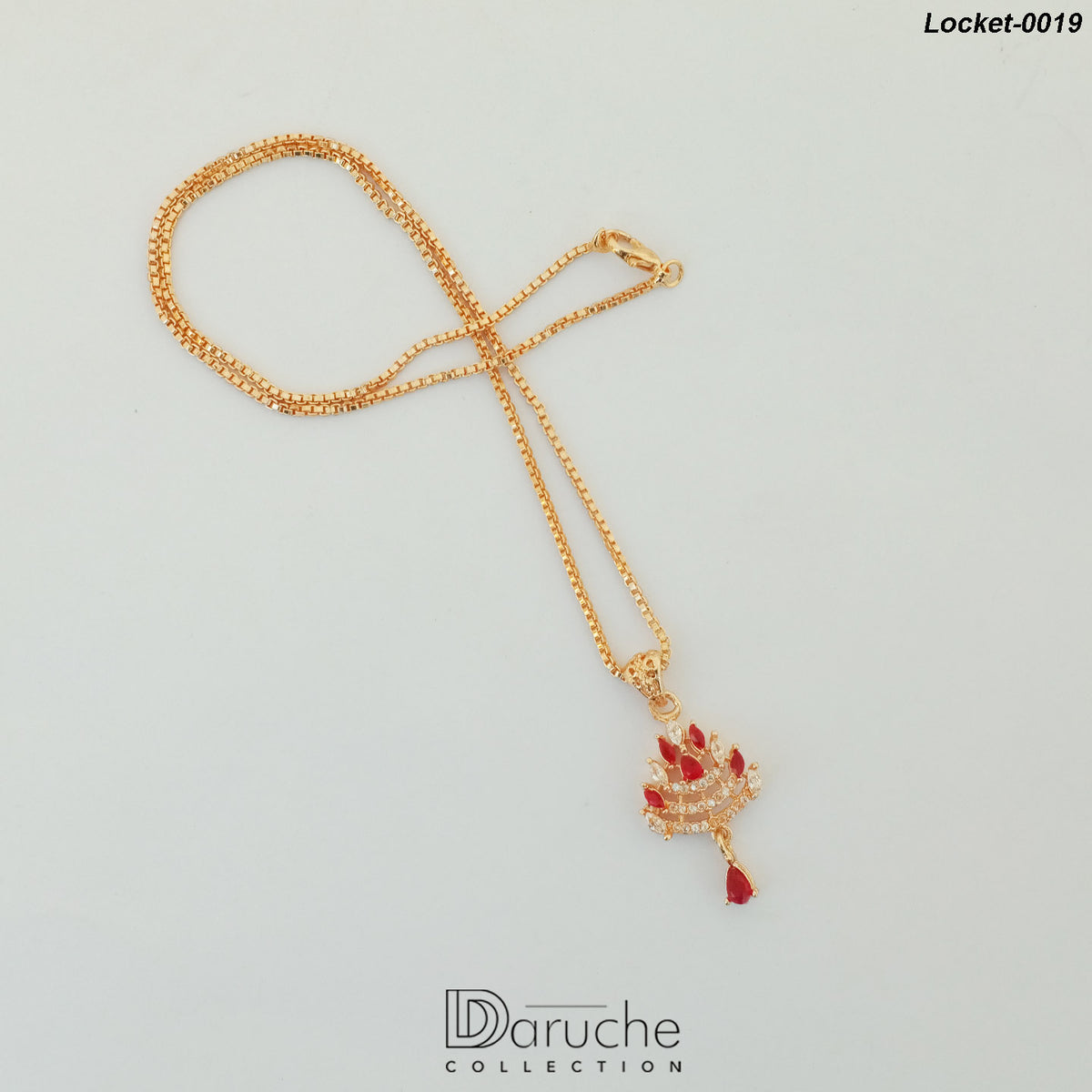 Gold Plated Ruby Zircon Stone Locket