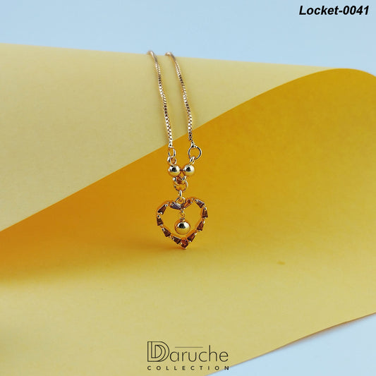 Gold Plated Cubic Zircon Stone Heart Shape Locket