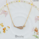 Gold Plated Cubic Zircon Stone Feather Shape Locket