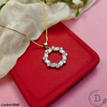 Gold Plated White Zircon Stone Round Locket