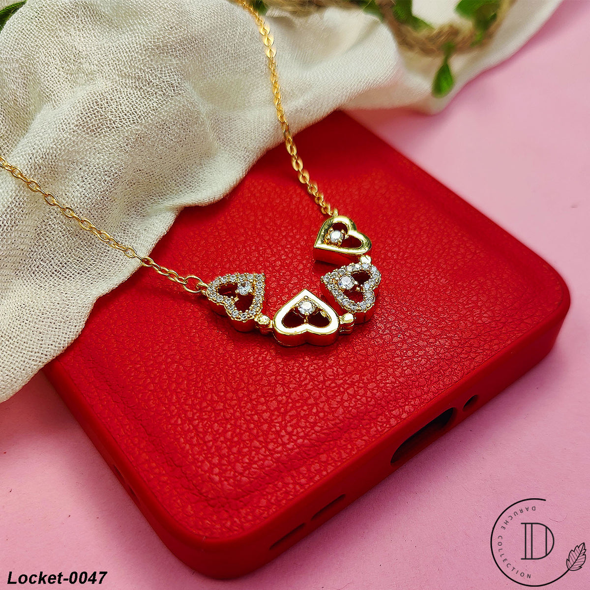 Gold Plated White Zircon Stone Magnetic Locket