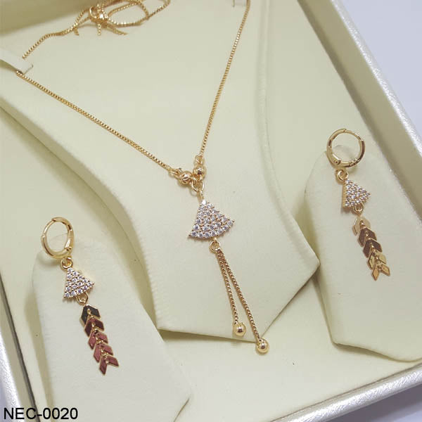 Premium Quality Gold Plated Zircon Stones Necklace Set