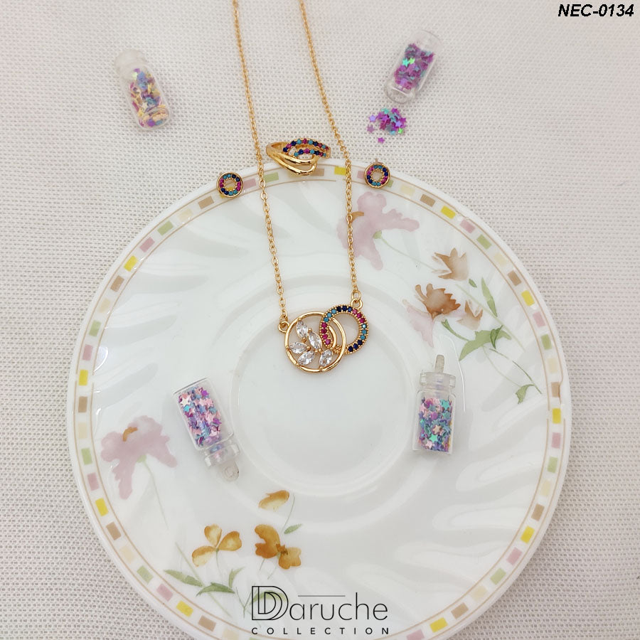 Gold Plated Multi Zircon Stones Set