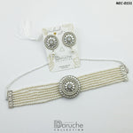 Silver Plated Pearl & Kundan Necklace Set