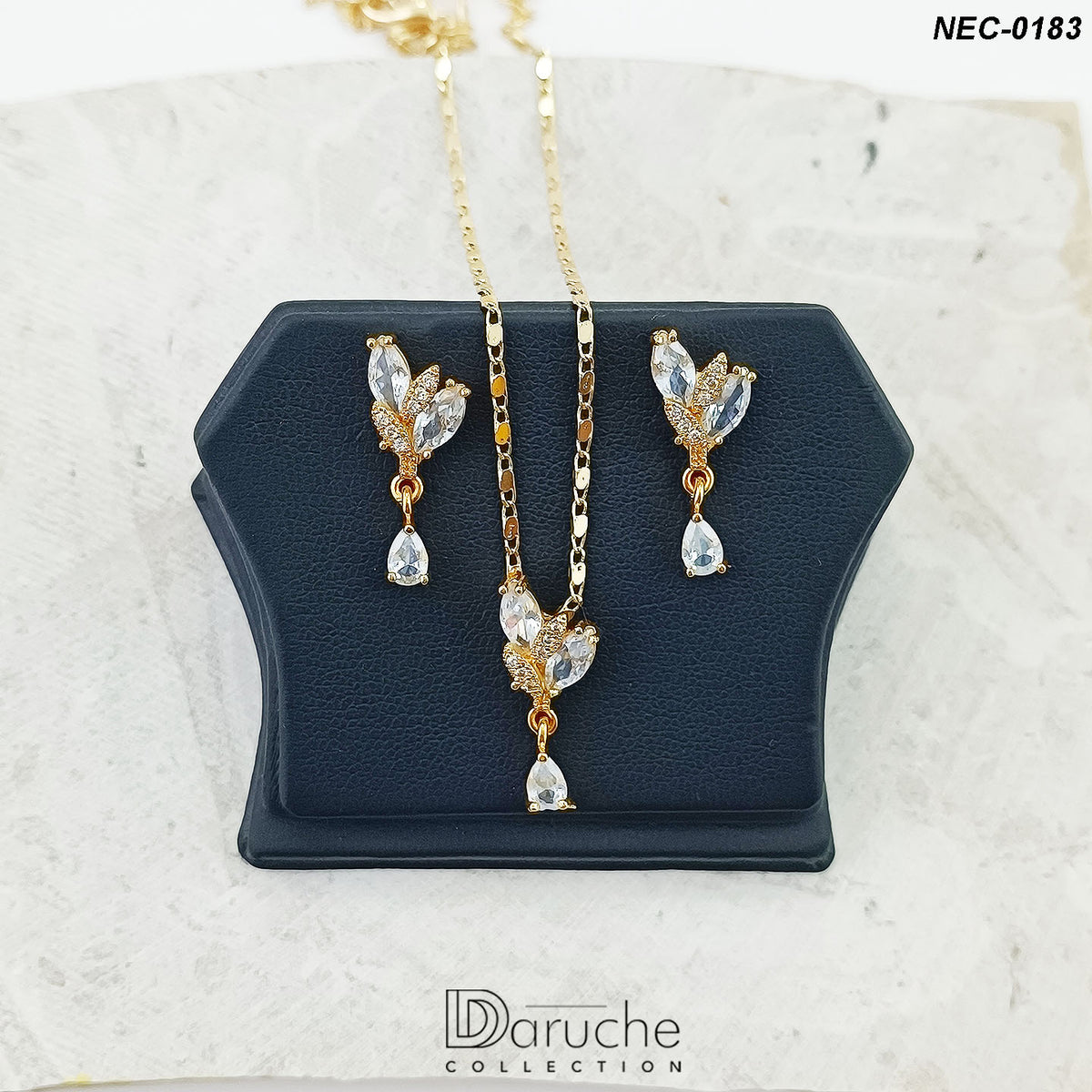 Gold Plated White Zircon Stone Necklace Set