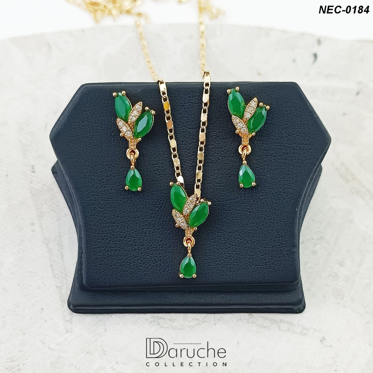 Gold Plated Green Zircon Stone Necklace Set