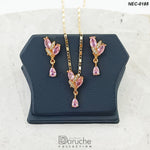 Gold Plated Pink Zircon Stone Necklace Set