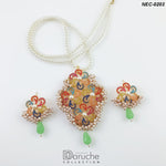 Gold Plated Naurattan Long Mala Necklace Set