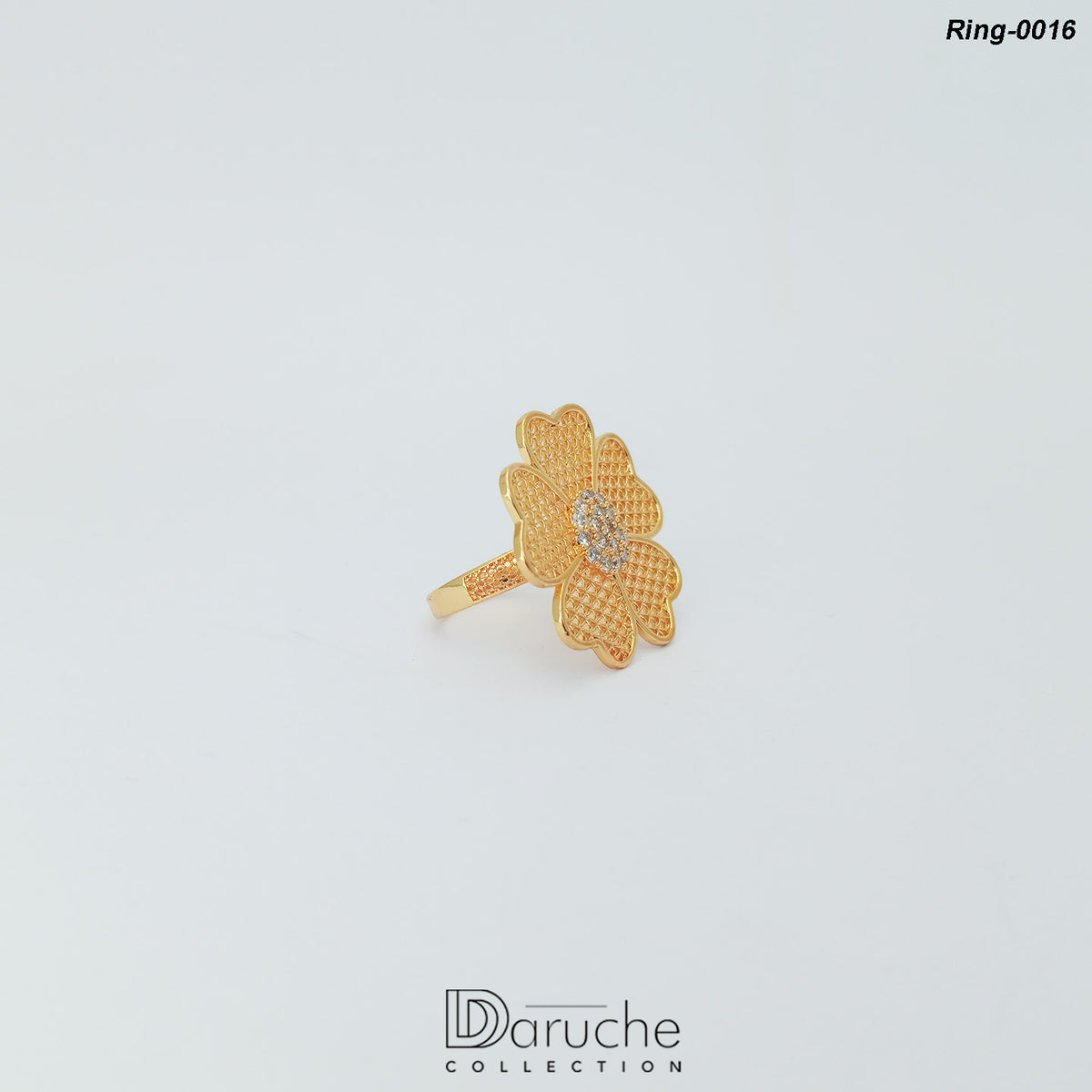 Gold Plated Zircon Stone Flower Ring