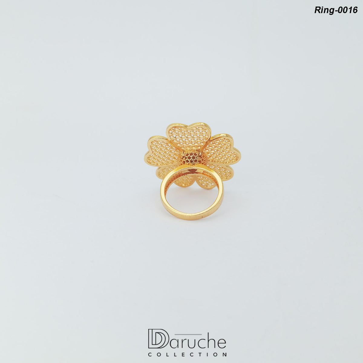 Gold Plated Zircon Stone Flower Ring