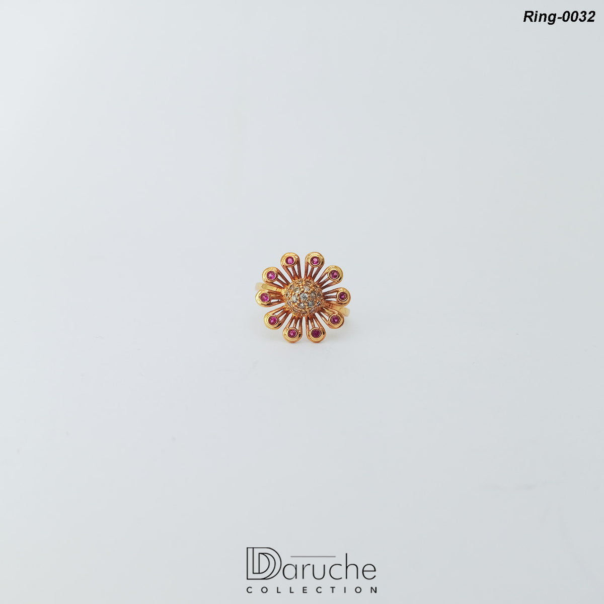 Flower Purple Zircon Stone Ring