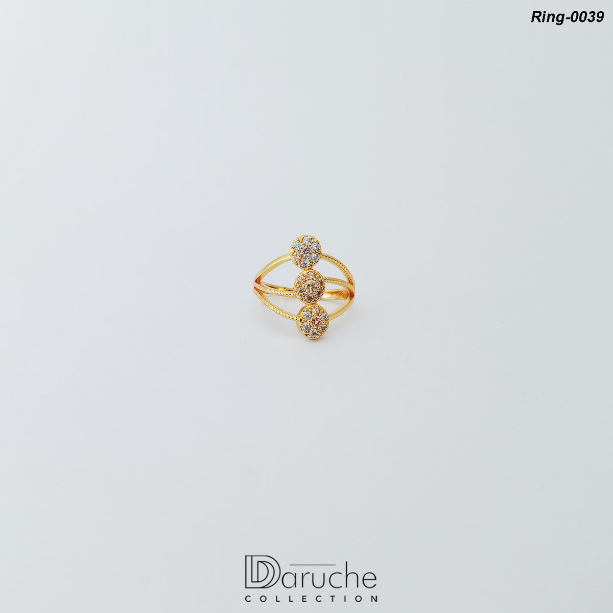 Gold Plated Champagne Cubic Zircon Stone Ring