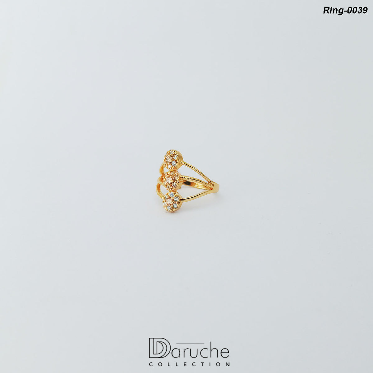 Gold Plated Champagne Cubic Zircon Stone Ring