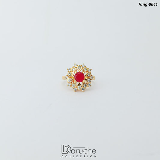 Gold Plated Cubic Zircon Stone Ring (Ring-0041)