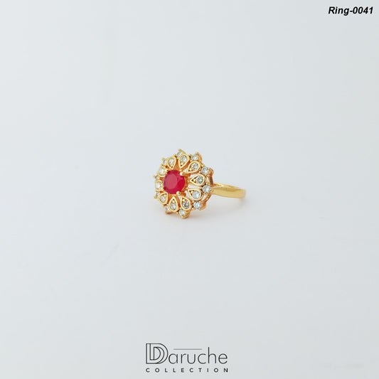 Gold Plated Cubic Zircon Stone Ring (Ring-0041)