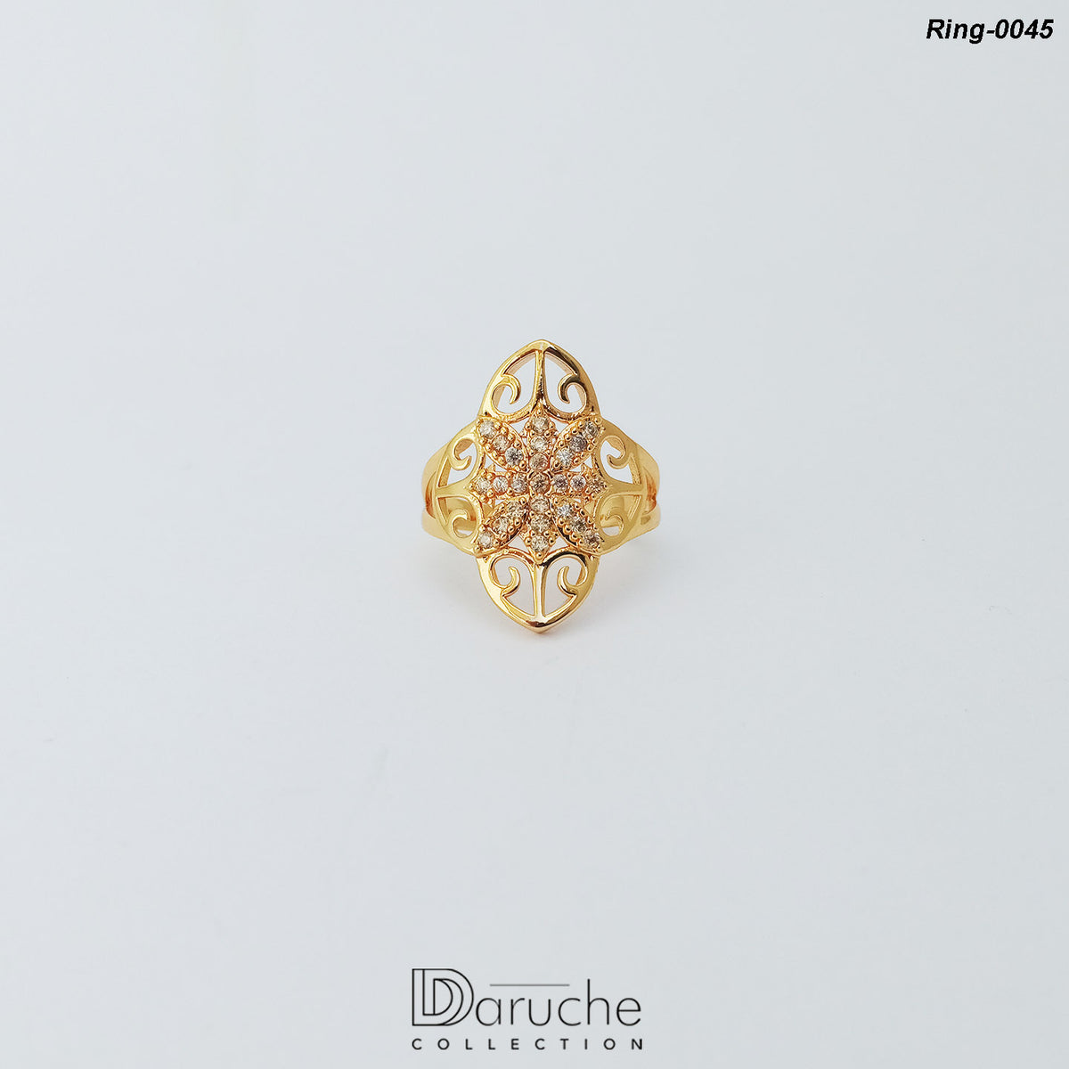 Gold Plated Champagne Cubic Zircon Stone Ring