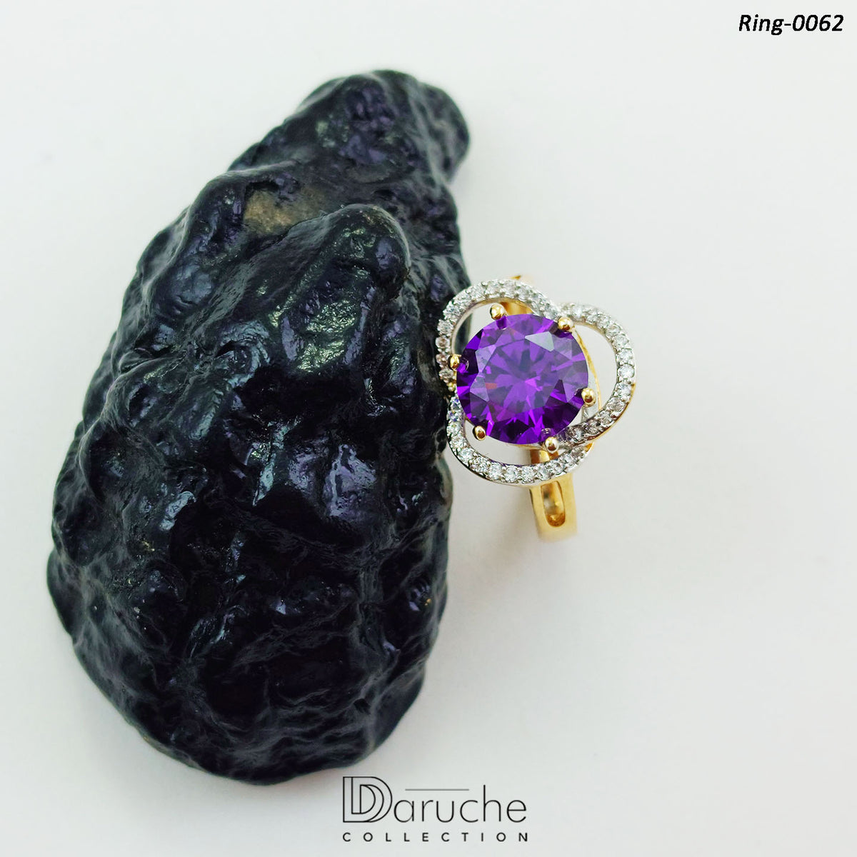 Floral Purple AD Adjustable Ring