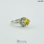 Silver Plated Yellow & White Cubic Ring