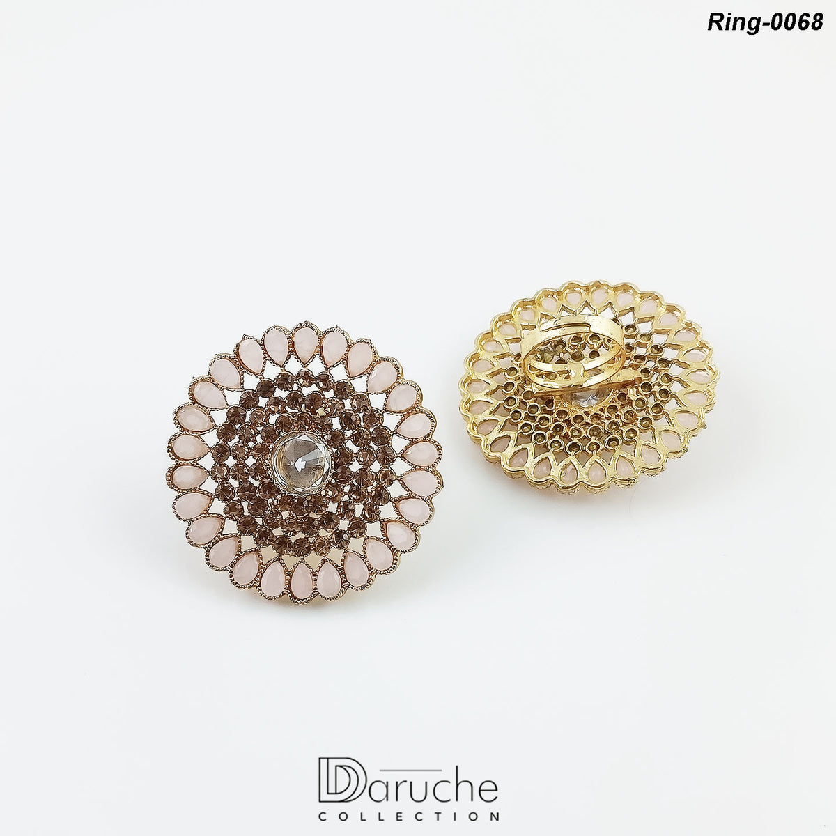 Floral Light Pink Adjustable Ring