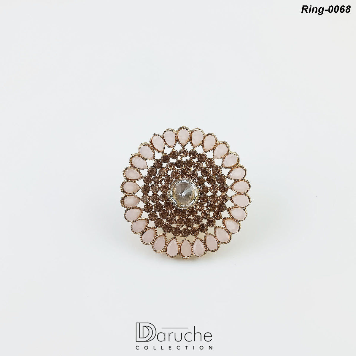 Floral Light Pink Adjustable Ring