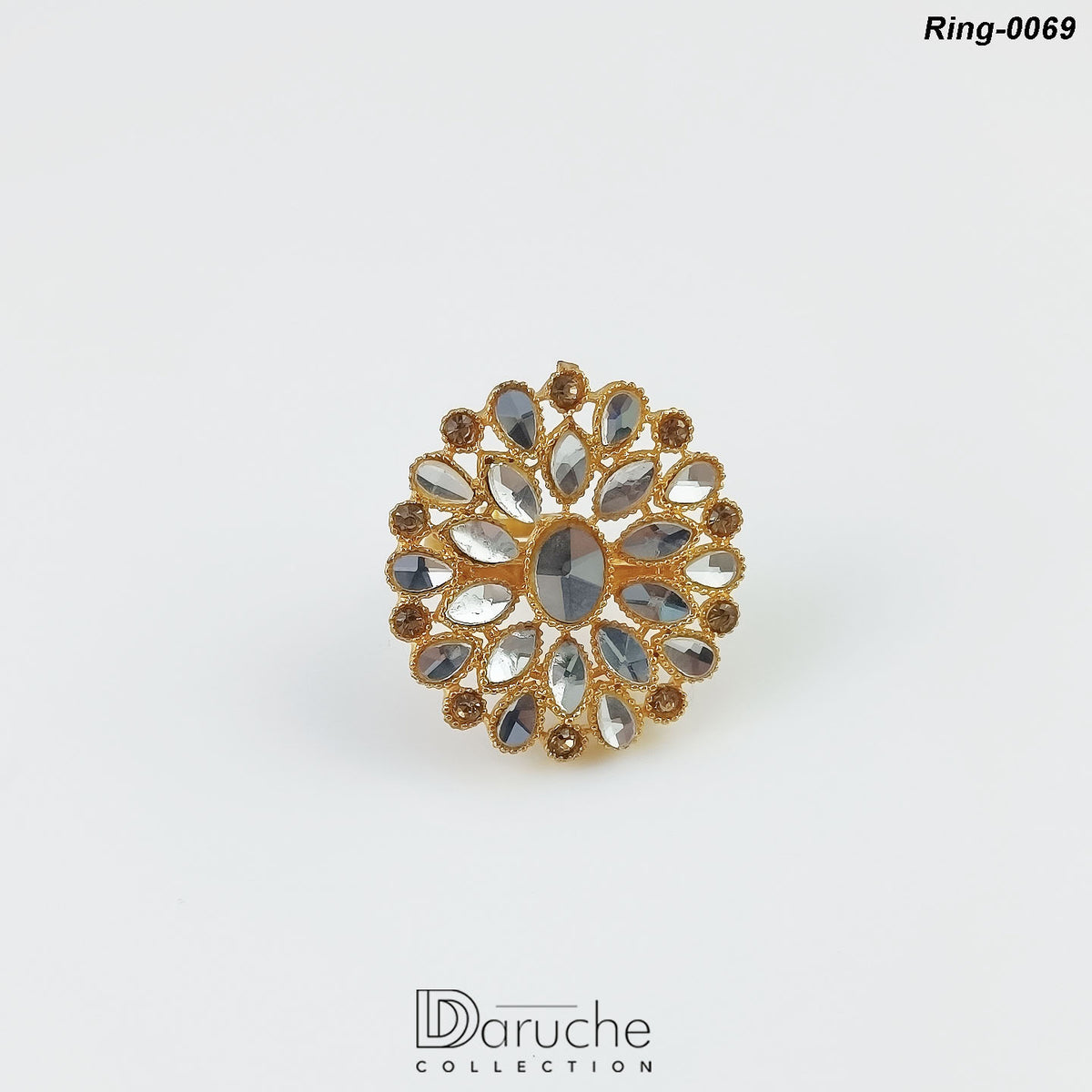 Floral Kundan Adjustable Ring