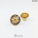 Floral Golden Kundan Adjustable Ring