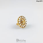 Floral Golden Kundan Adjustable Ring