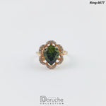 Floral Green Zircon Adjustable Ring