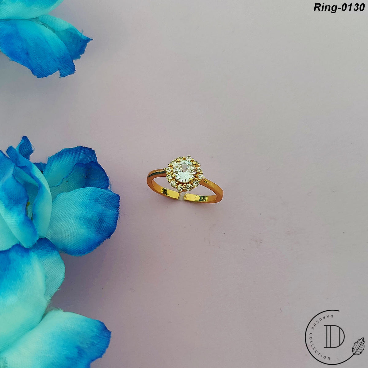 Gold Plated White Zircon Stone Adjustable Finger Ring