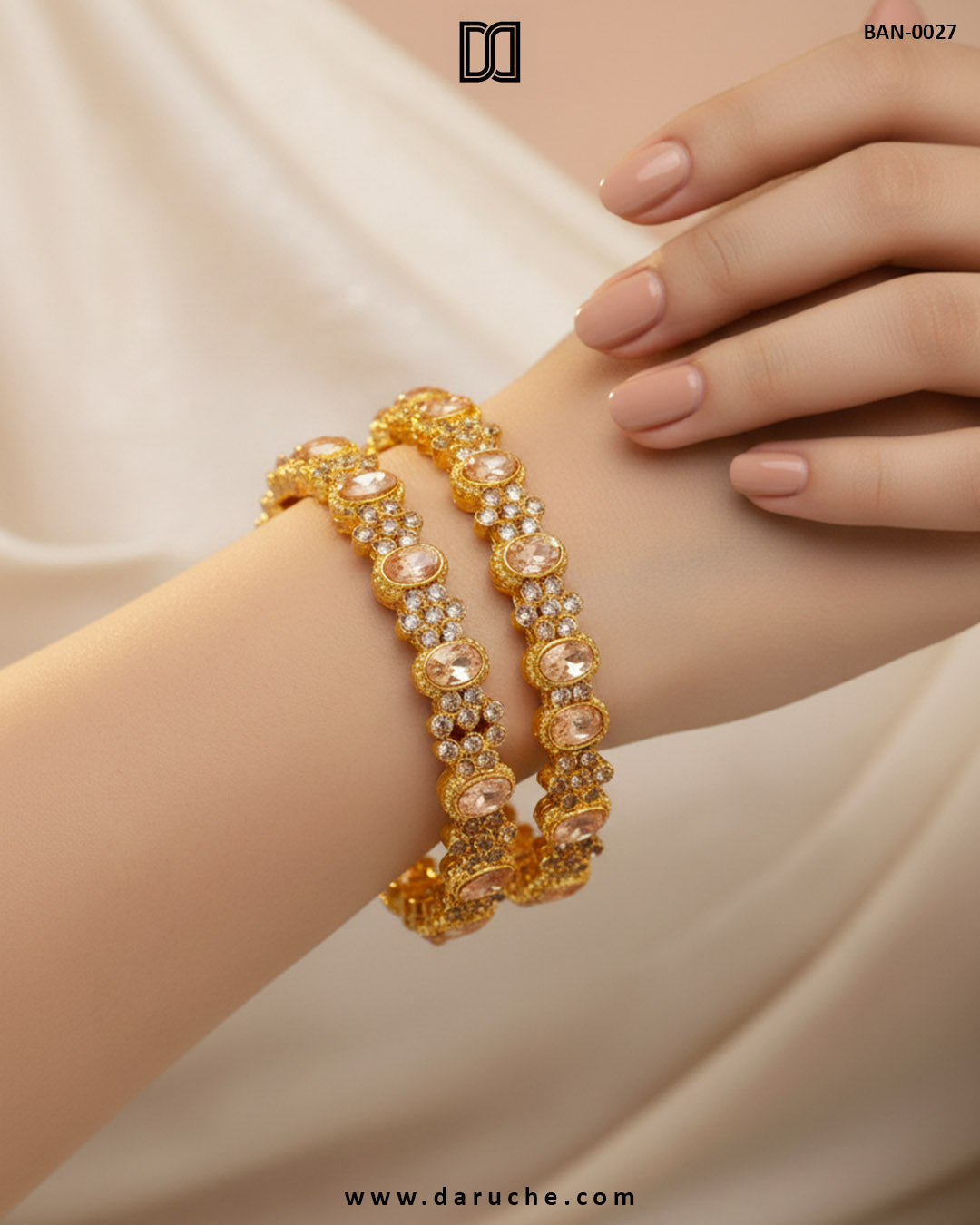Elan Gemstone Gold Bangle Set